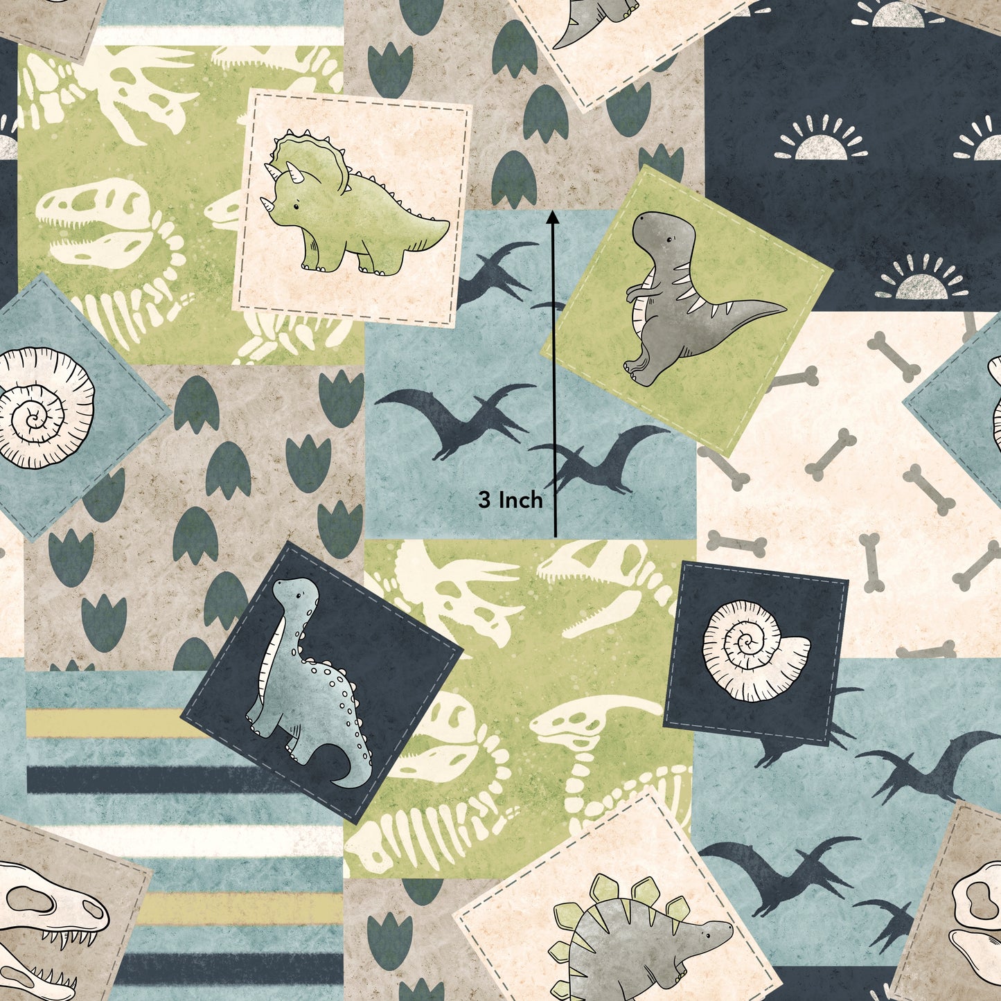 Dinosaur Patchwork (September Pre-Order) - Fabric