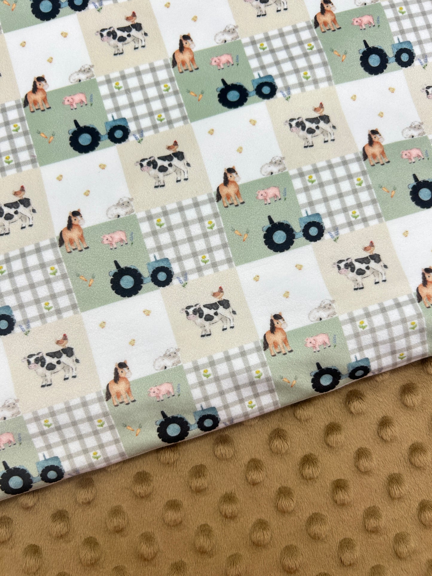 Blue Tractor Patchwork (July Pre-Order) - Fabric