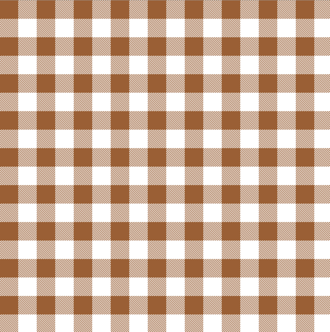 Gingham Earth Brown  - Linen Fabric