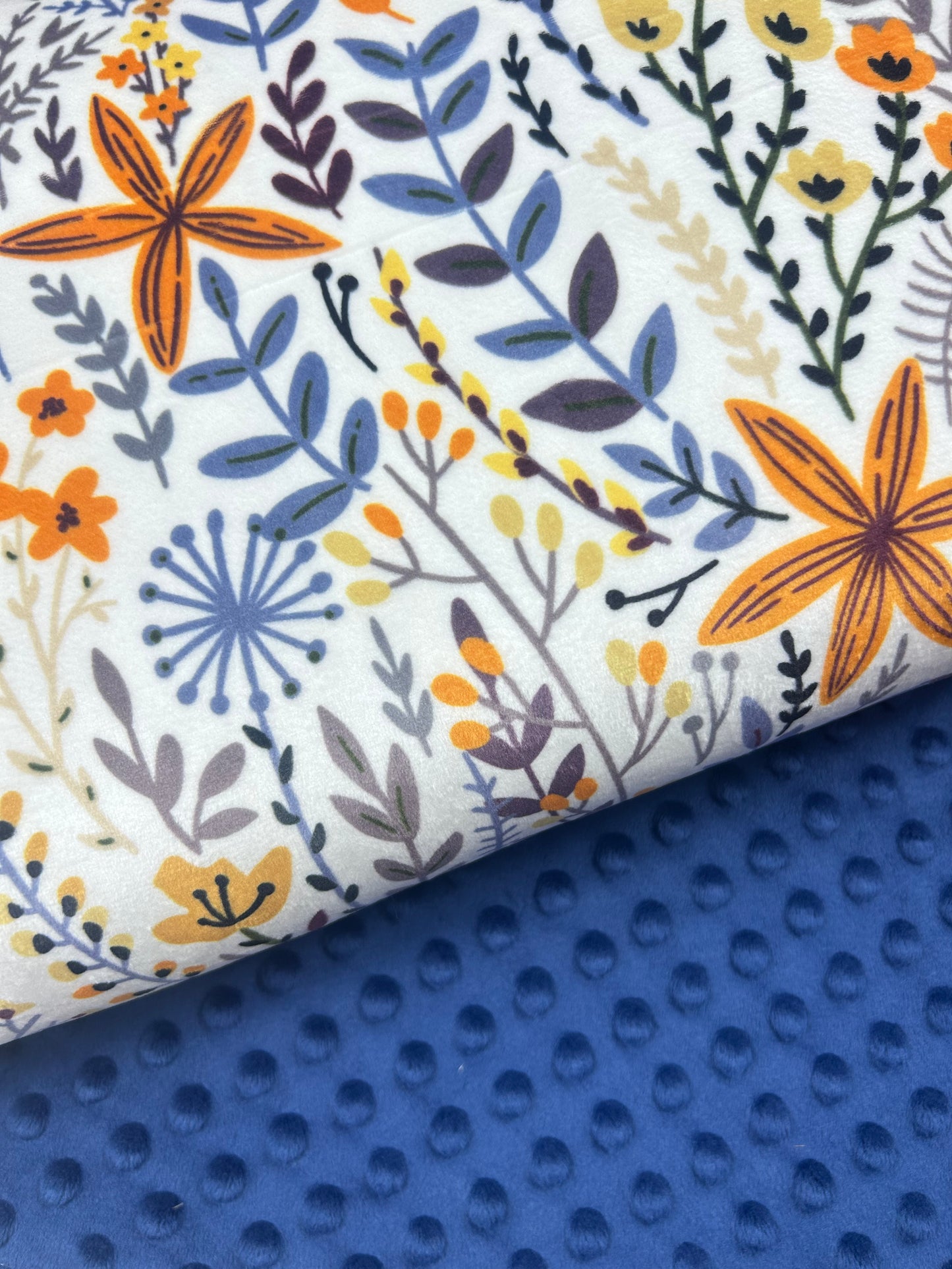 Boho Floral Mustard - Minky Fabric