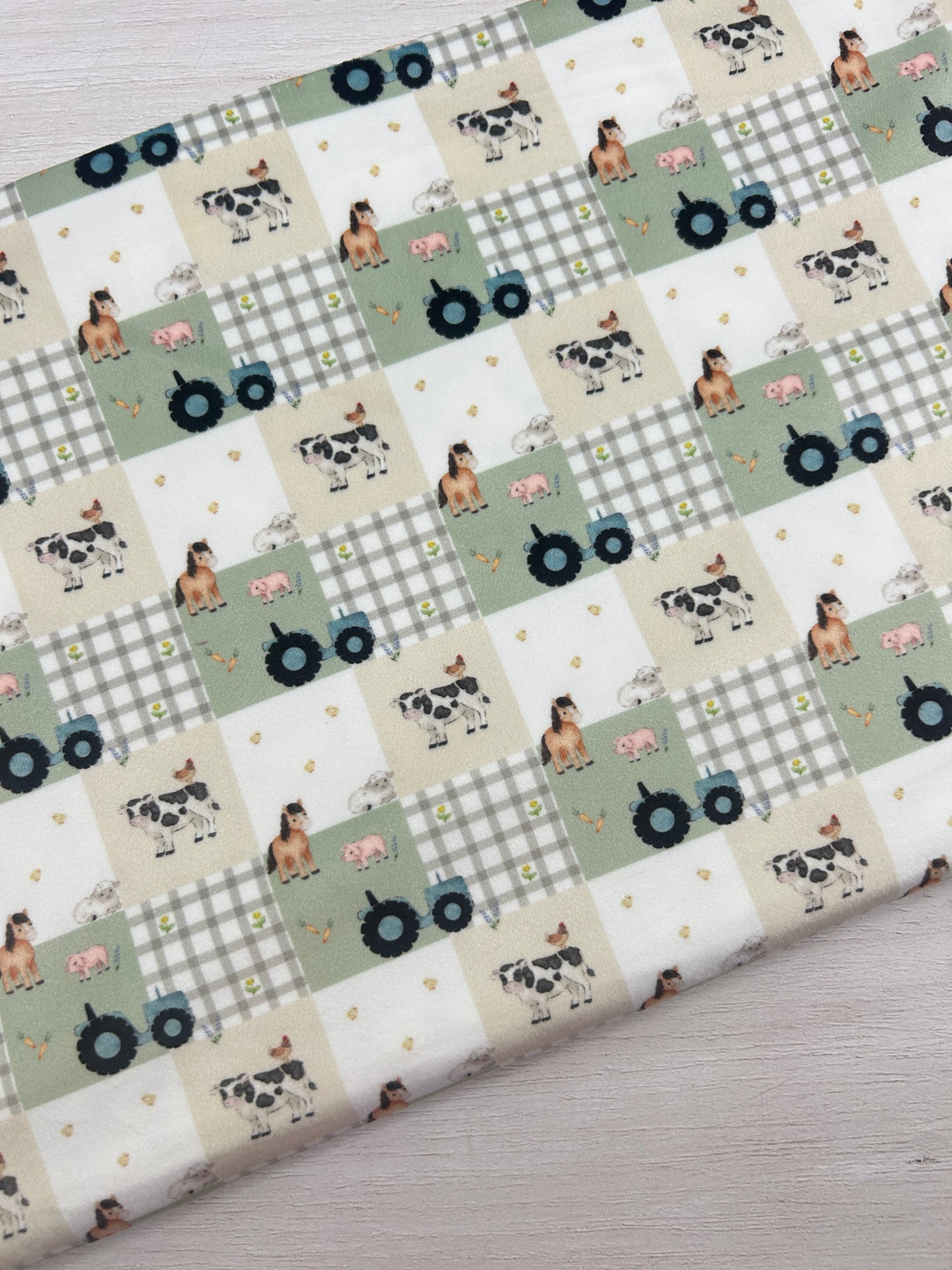 Blue Tractor Patchwork (July Pre-Order) - Fabric