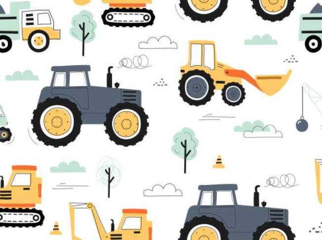 Farm Trucks - Corduroy Fabric