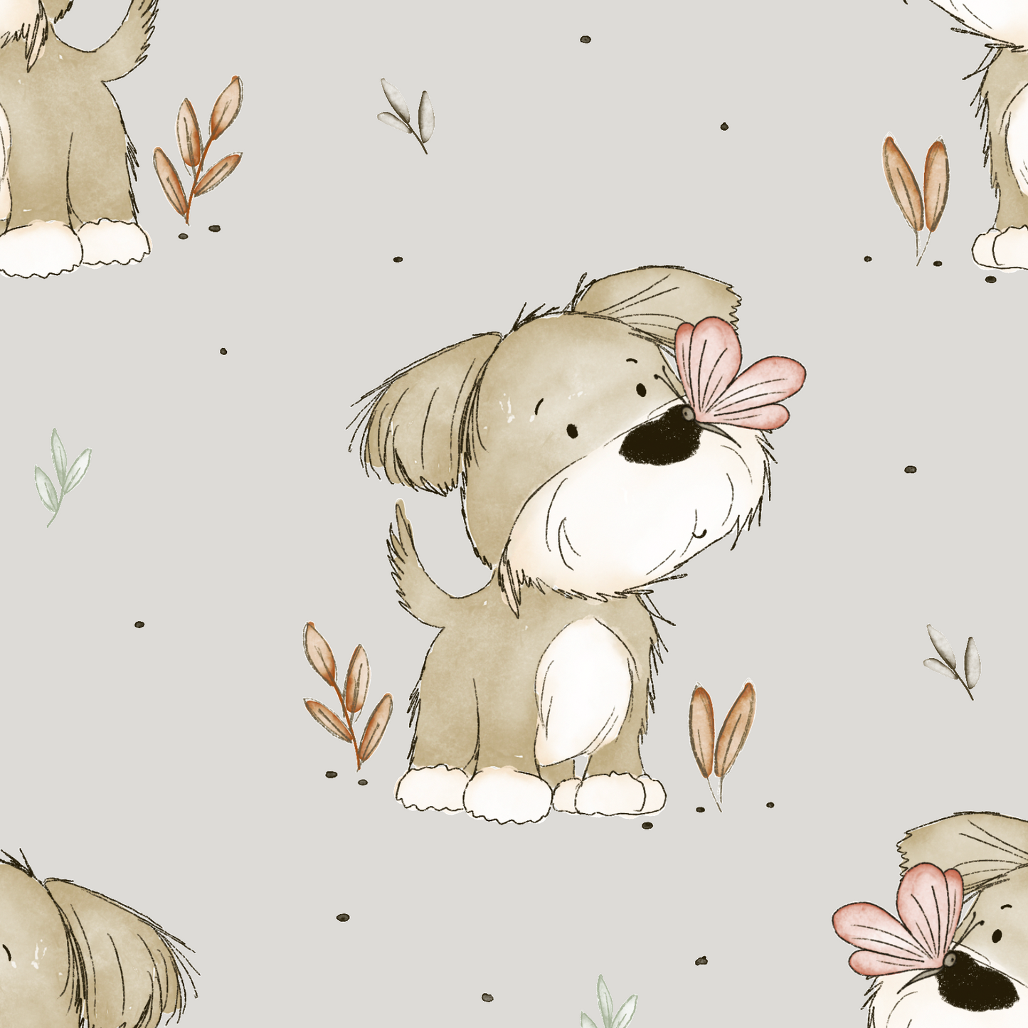 Flutter Boops on Grey - Minky Fabric