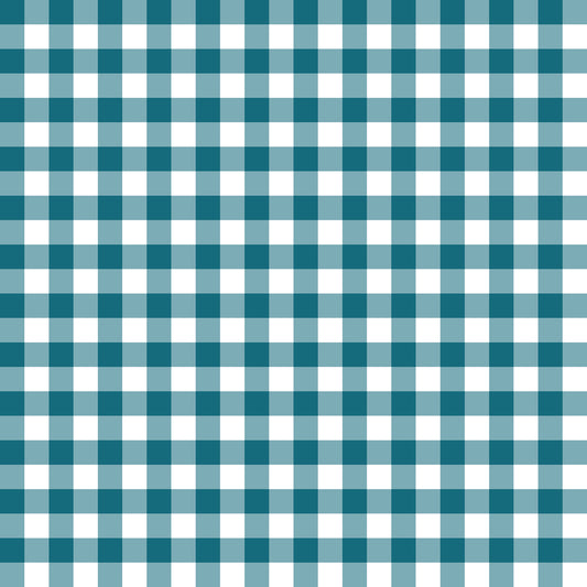 Gingham Teal (September Pre-Order) - Fabric
