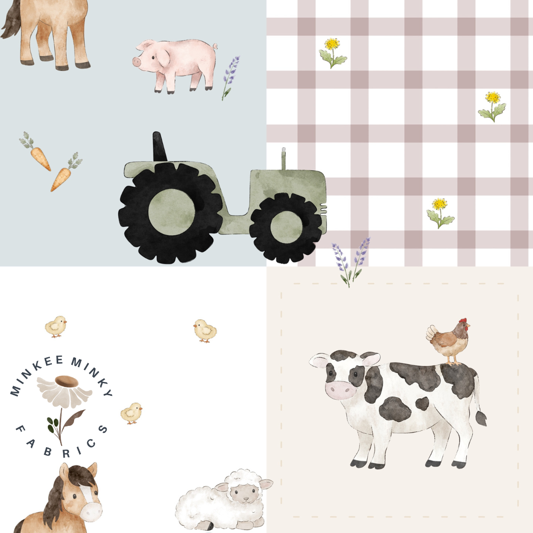 Green Tractor Patchwork (May Pre-Order) - Fabric