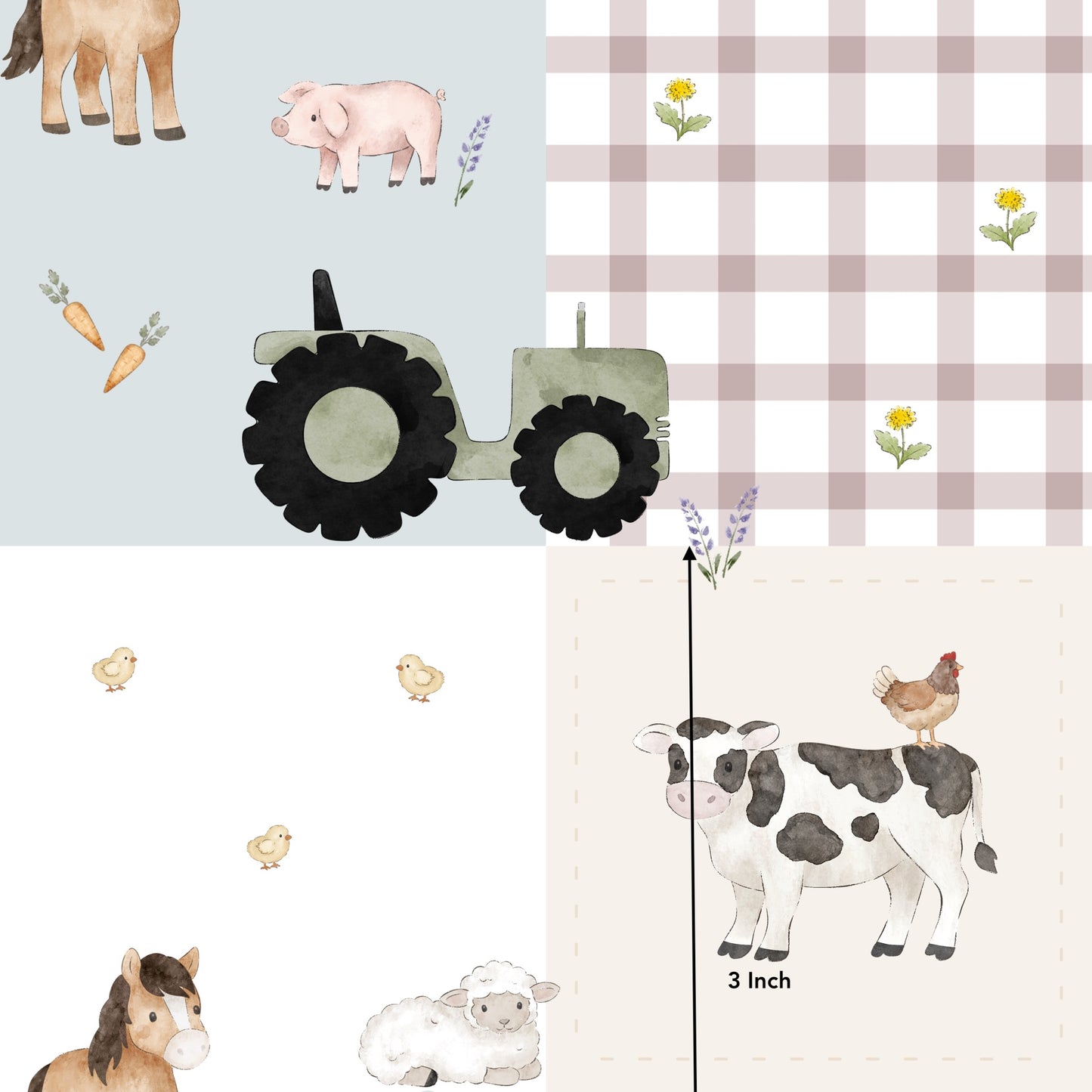 Green Tractor Patchwork (May Pre-Order) - Fabric
