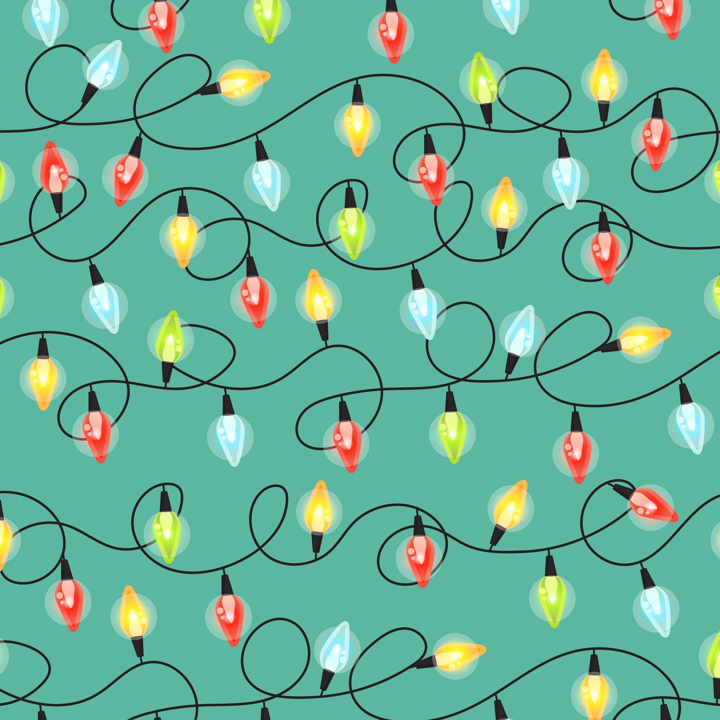 Teal Backed Christmas Lights (June Pre-Order) - Fabric