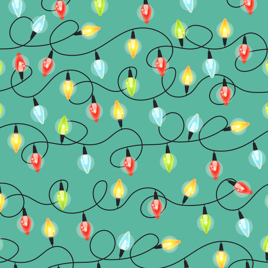 Teal Backed Christmas Lights (June Pre-Order) - Fabric