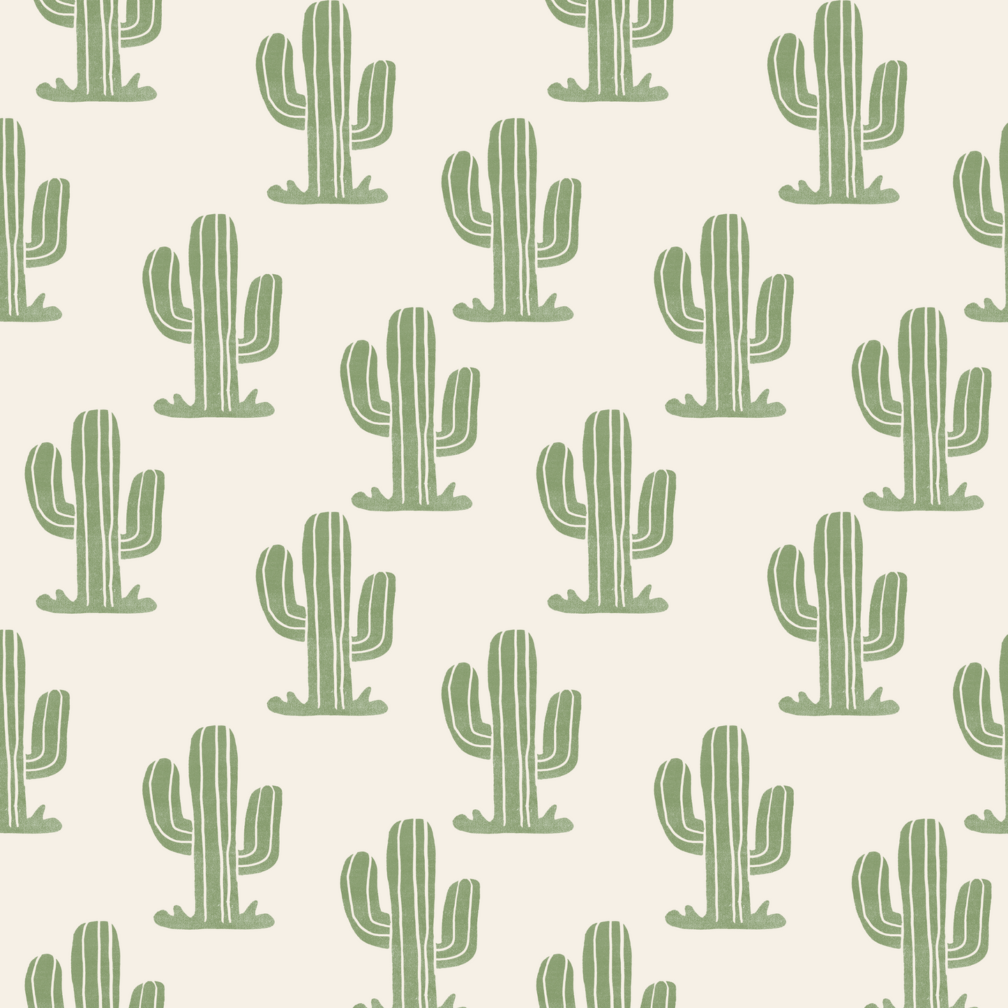 Pattern of green cacti on a beige background