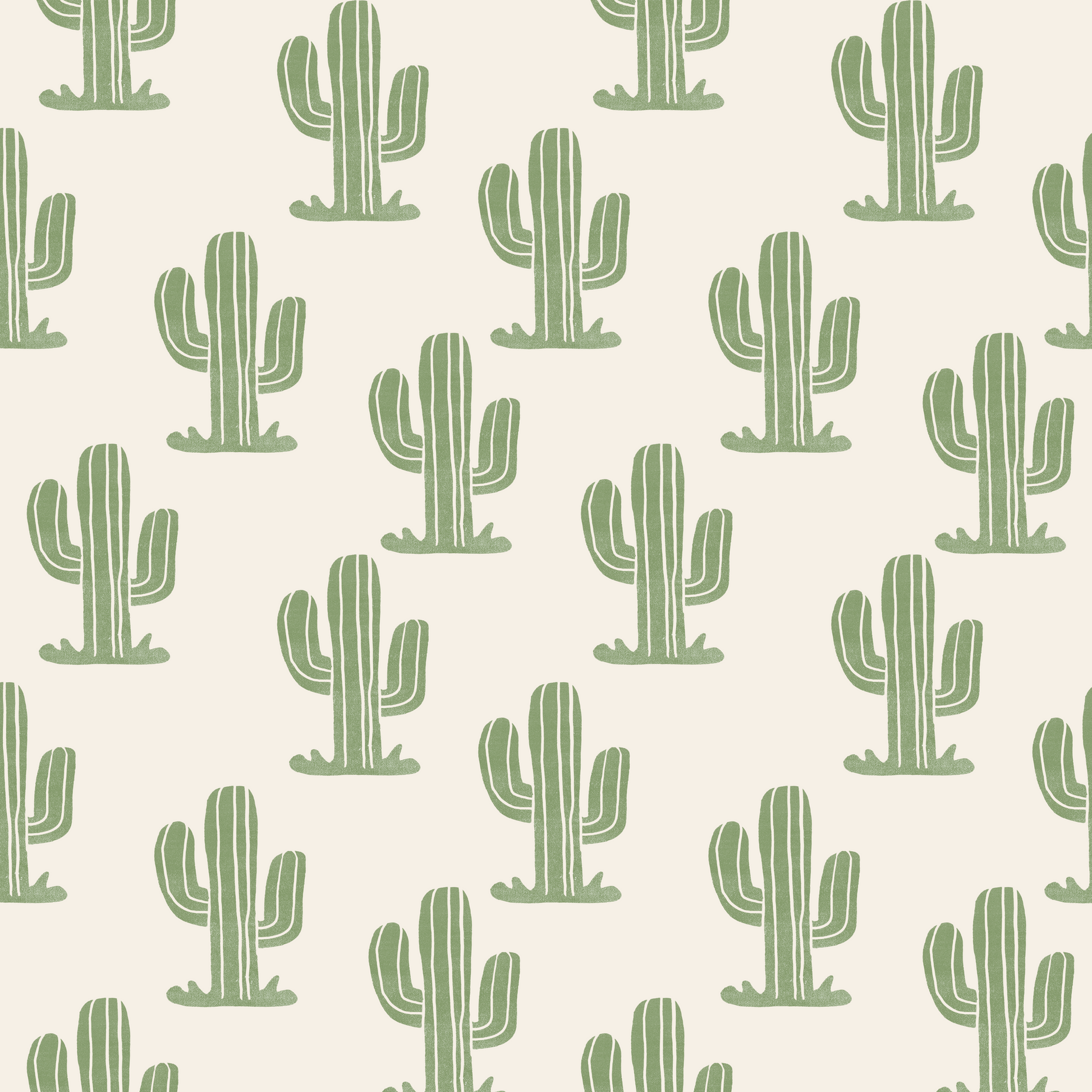 Pattern of green cacti on a beige background