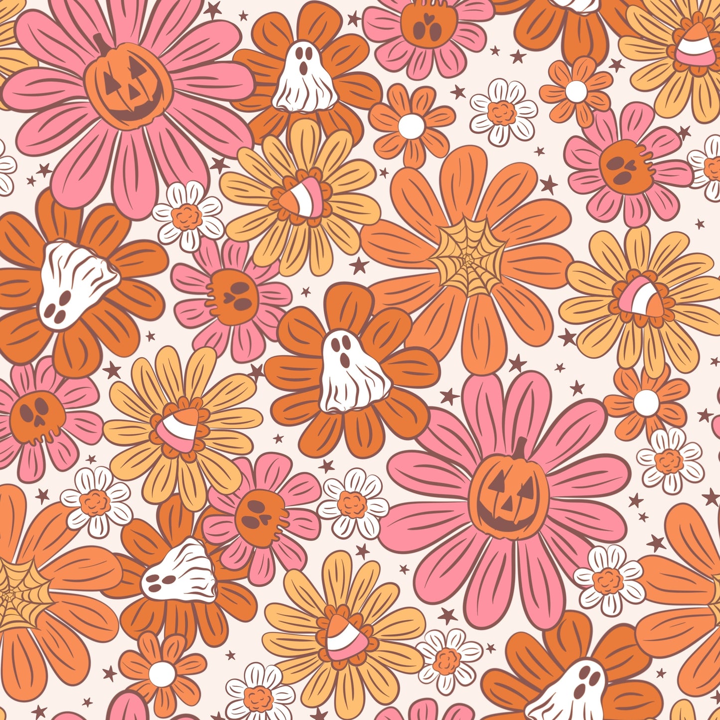 Halloween Retro Flowers (June Pre-Order) - Fabric