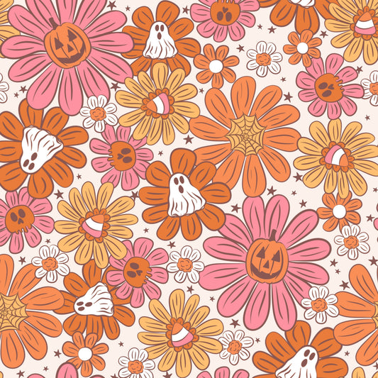 Halloween Retro Flowers (June Pre-Order) - Fabric