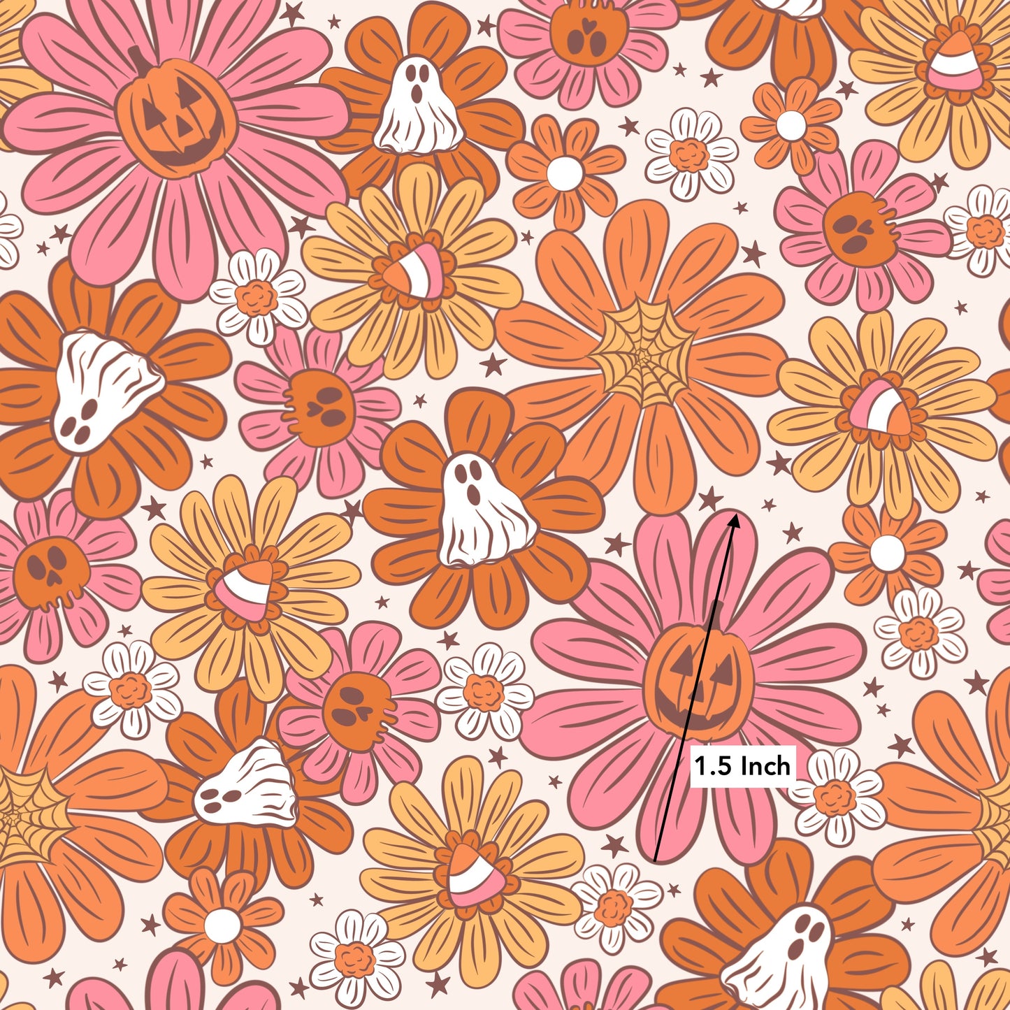 Halloween Retro Flowers (June Pre-Order) - Fabric