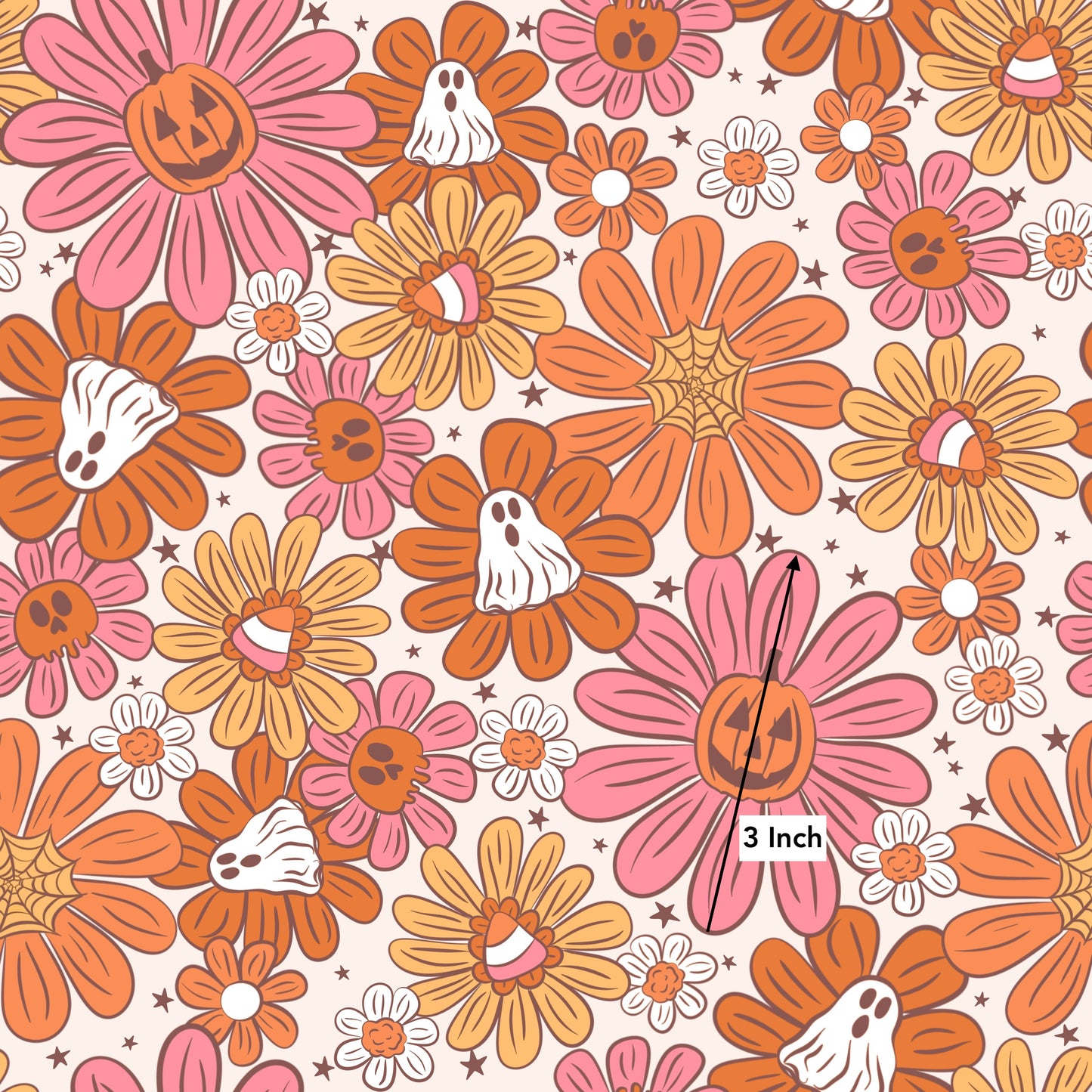 Halloween Retro Flowers (June Pre-Order) - Fabric