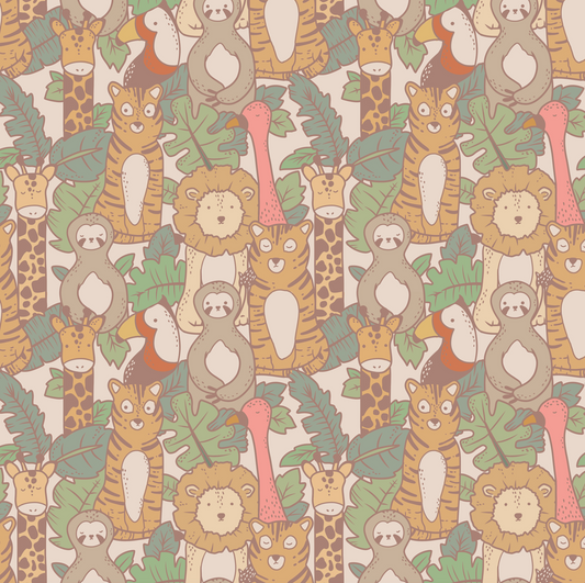 Happy Jungle Animals Colours (September Pre-Order) - Fabric