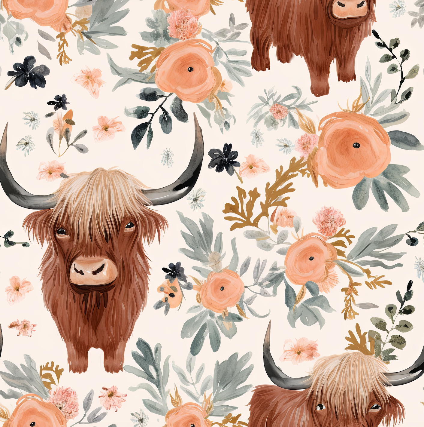 Highland Cow Dolly - Woven Fabric