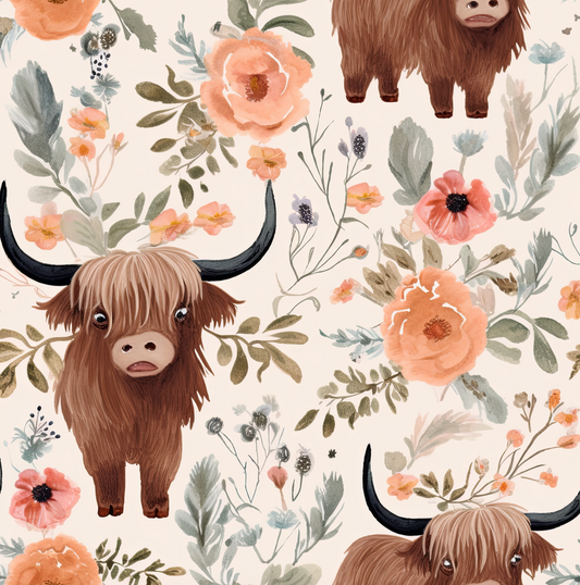 Highland Cow Molly - Woven Fabric