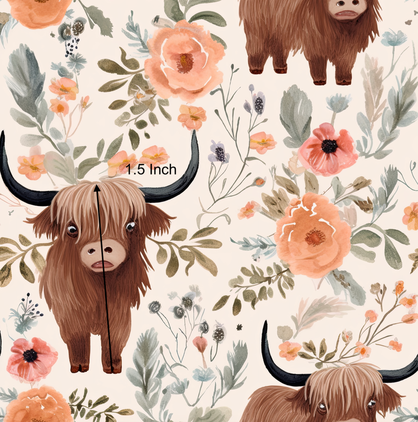 Highland Cow Molly - Woven Fabric