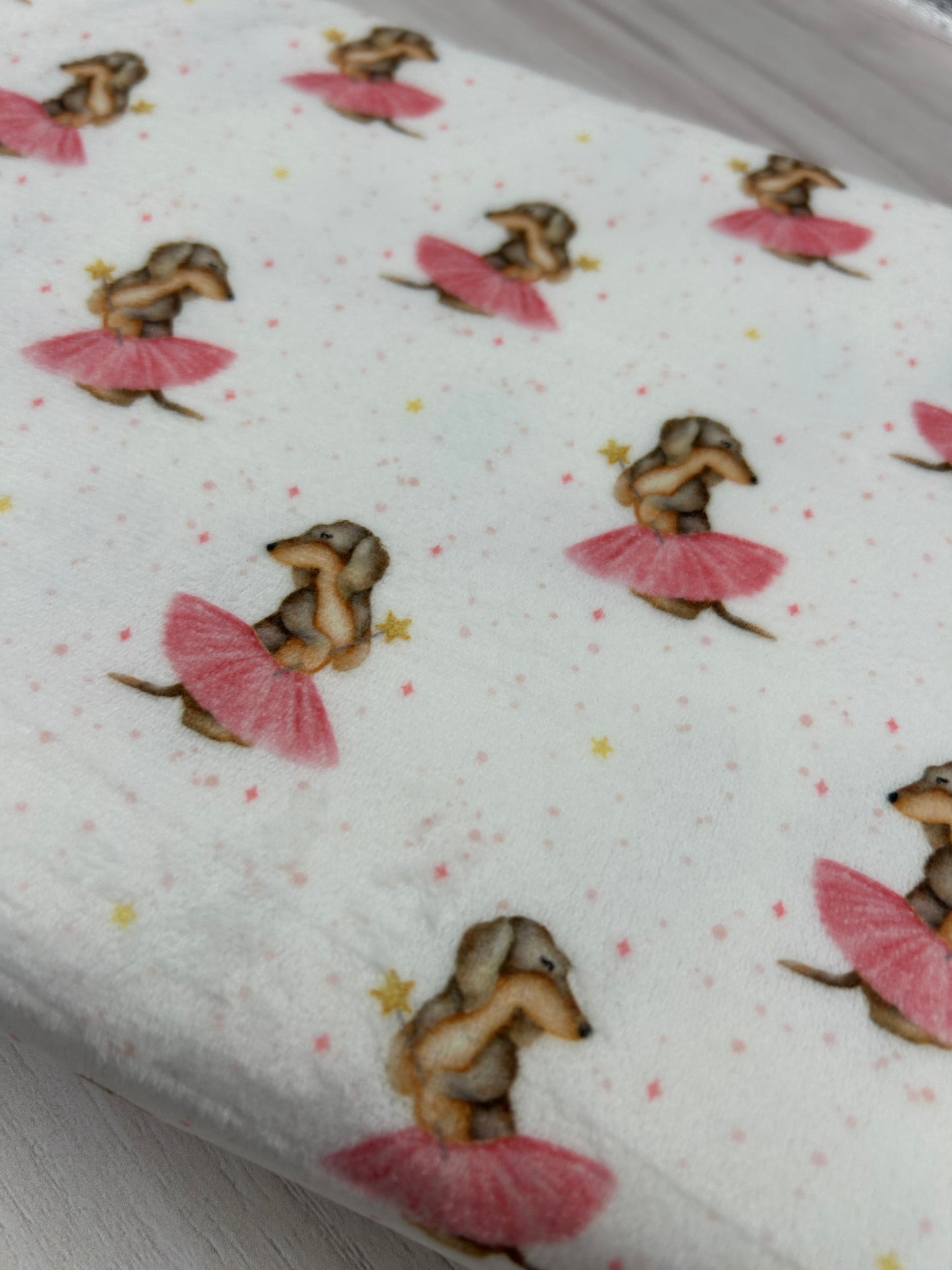 Ballerina Daschund - Minky Fabric