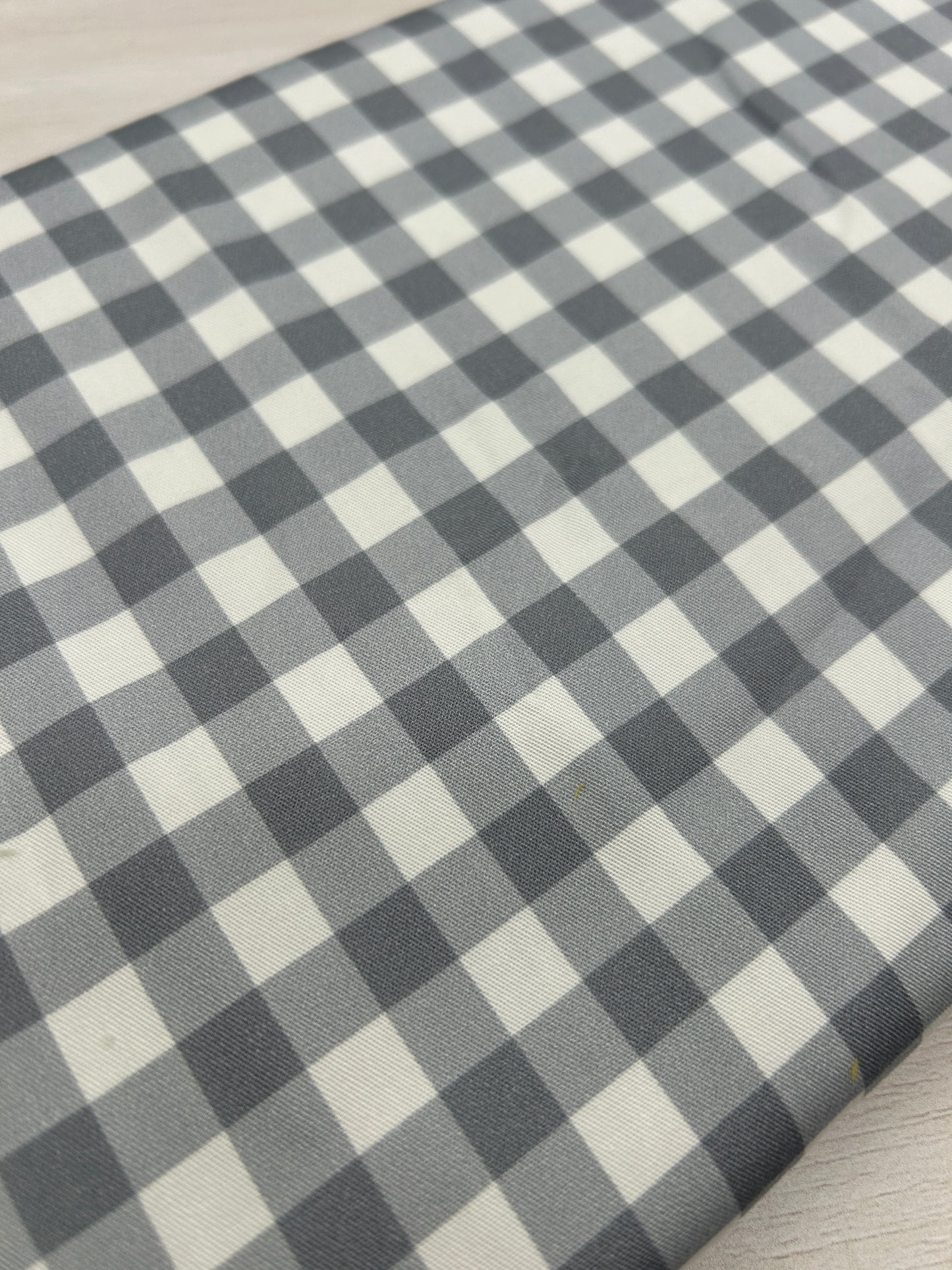Soft Grey Gingham - Cotton Sateen Fabric