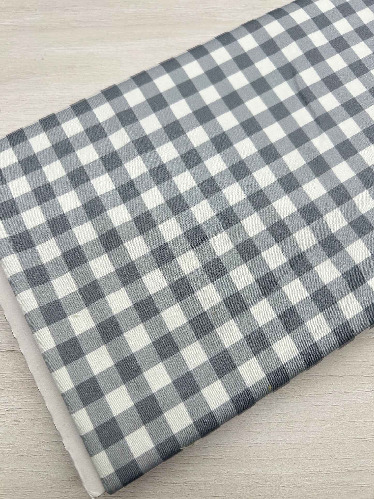 Soft Grey Gingham - Cotton Sateen Fabric