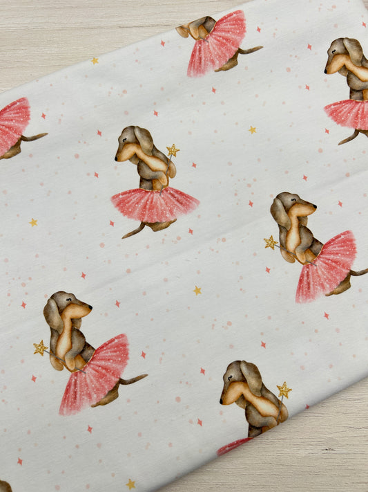 Ballerina Daschund - Cotton Lycra Fabric