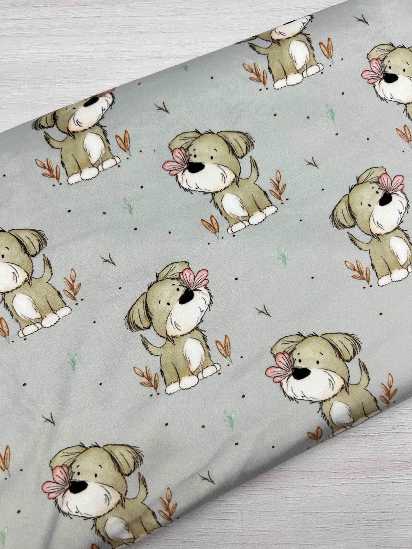 Flutter Boops on Grey - Minky Fabric