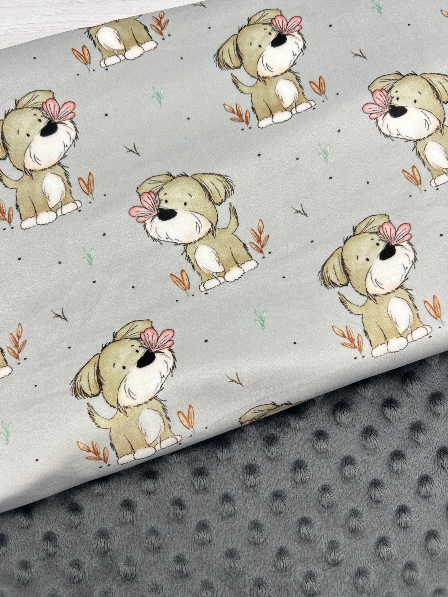 Flutter Boops on Grey - Minky Fabric