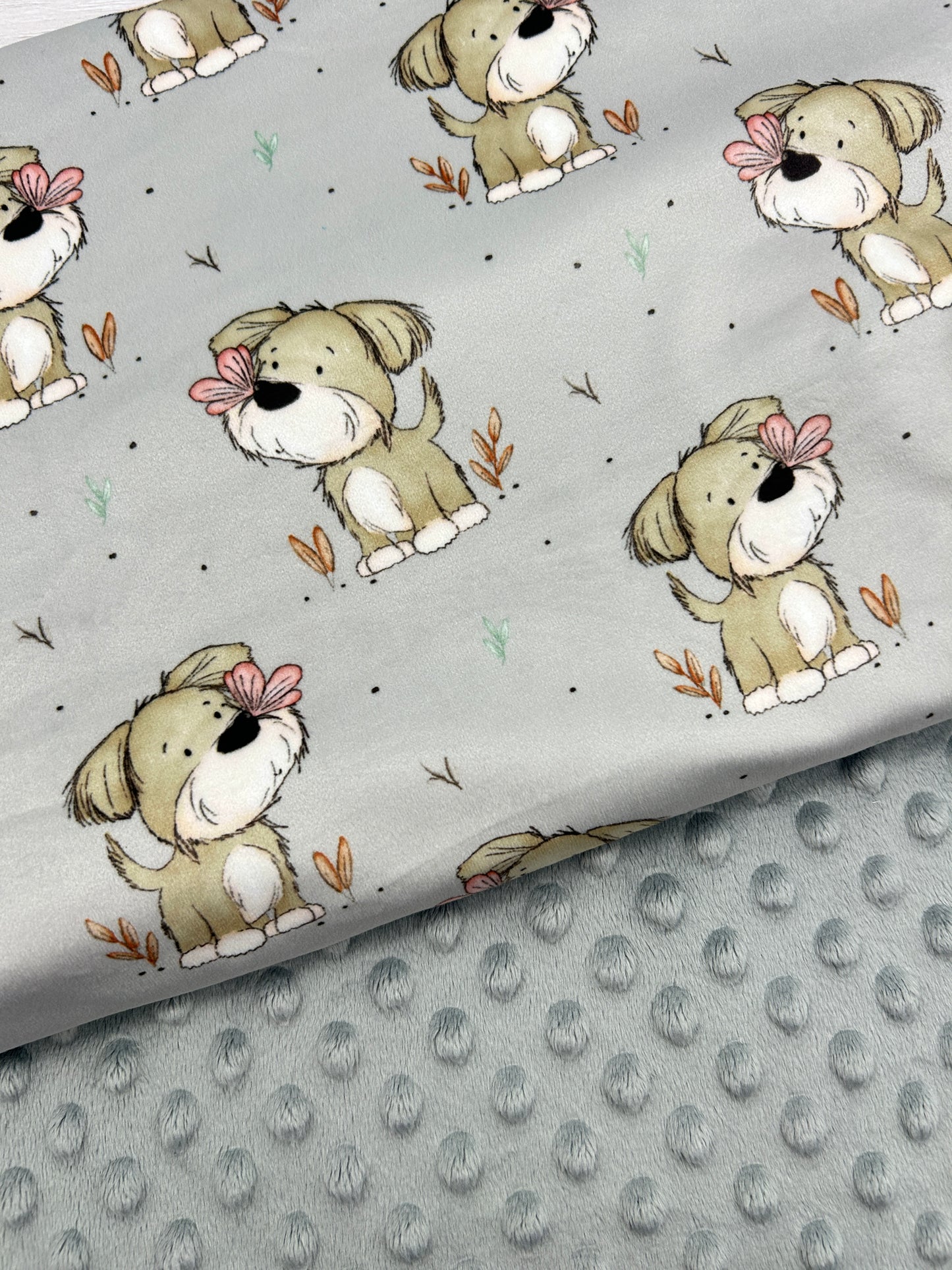 Flutter Boops on Grey - Minky Fabric
