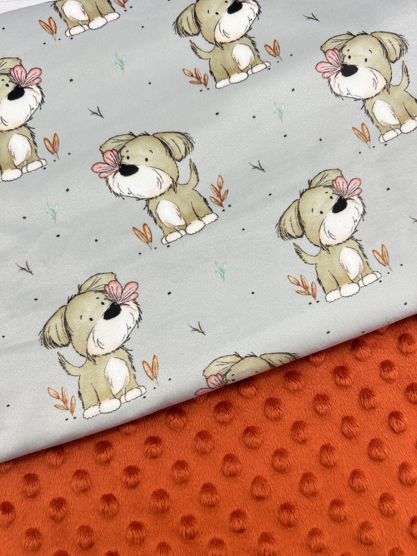 Flutter Boops on Grey - Minky Fabric