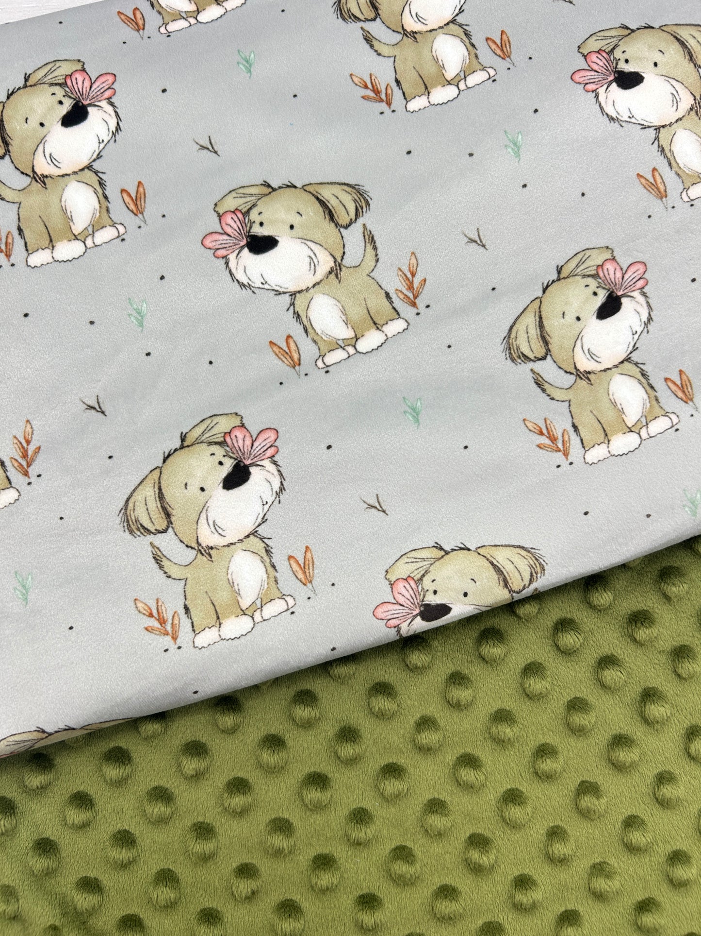 Flutter Boops on Grey - Minky Fabric