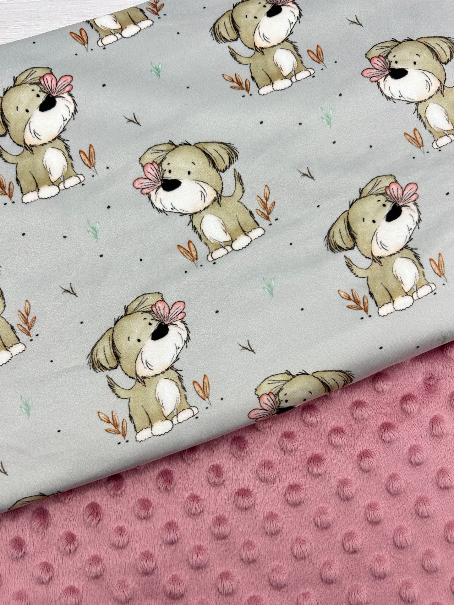 Flutter Boops on Grey - Minky Fabric