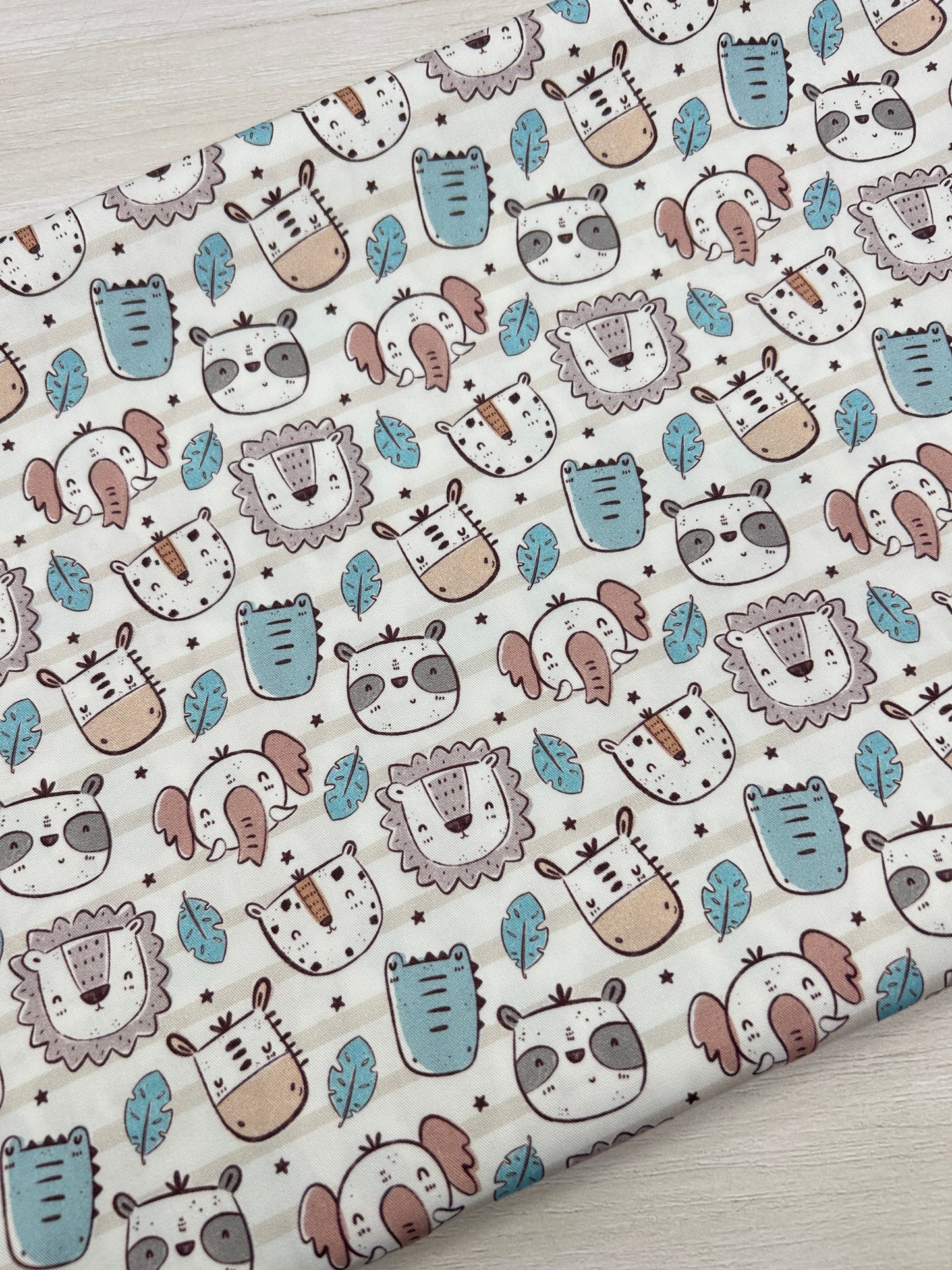 Stripey Jungle Faces (September Pre-Order) - Fabric