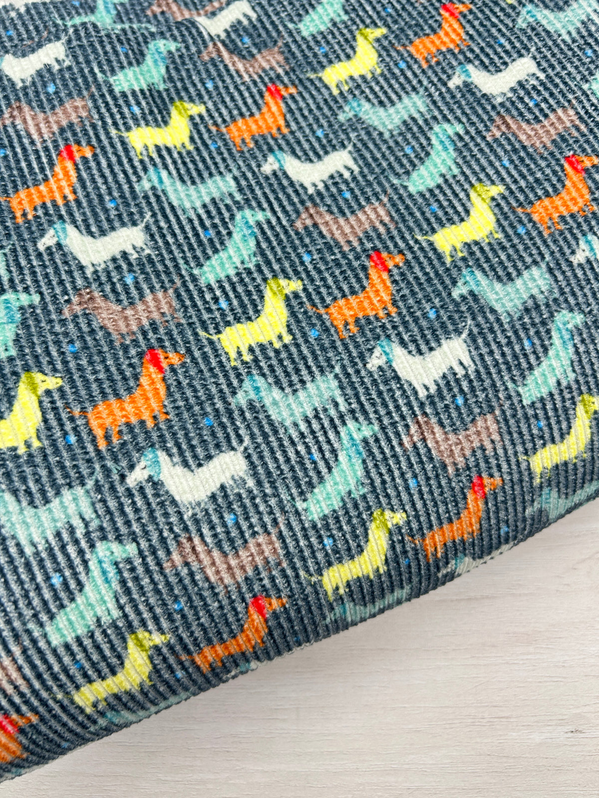 Sausage Dogs on Navy (September Pre-Order) - Fabric