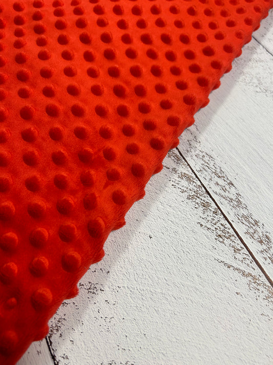Premium Minky Dot Fabric - Flame Scarlet
