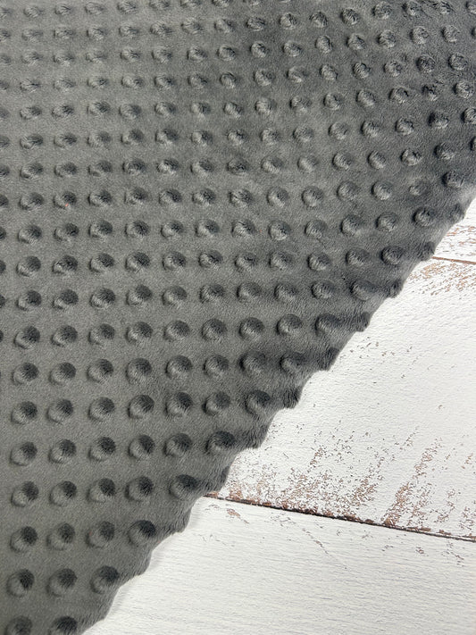 Premium Minky Dot Fabric - Charcoal Gray