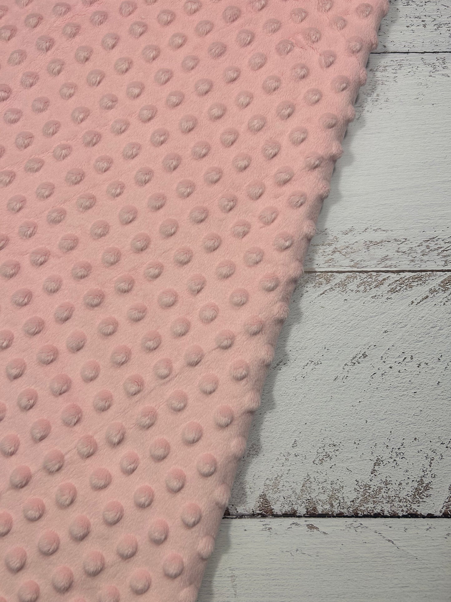 Premium Minky Dot Fabric - Baby Pink