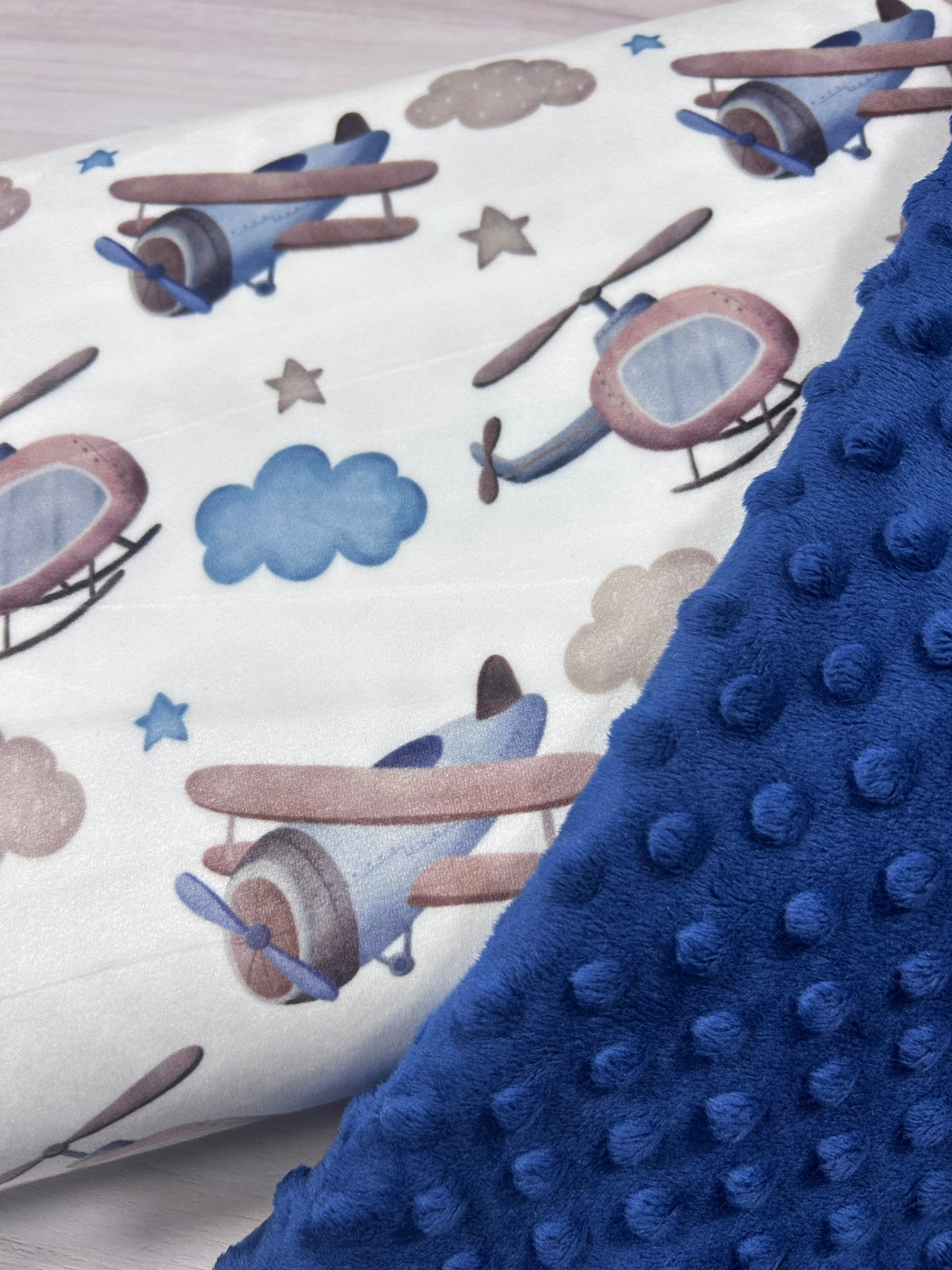 Premium Minky Dot Fabric - Navy