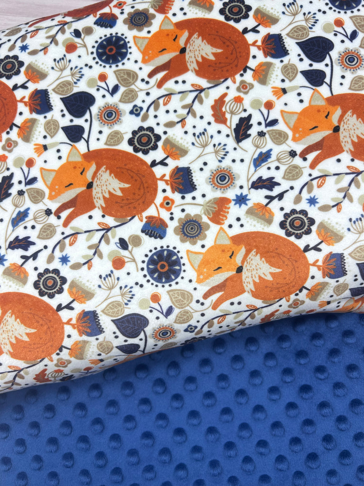 Premium Minky Dot Fabric - Navy