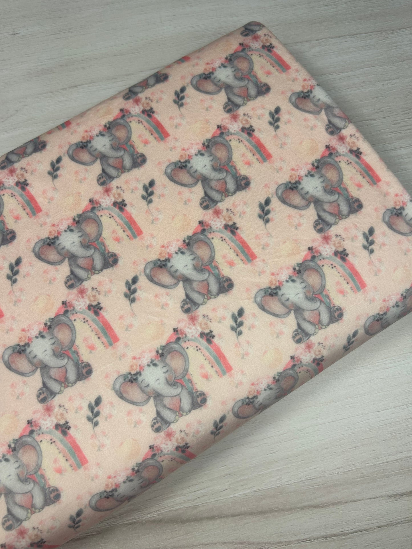 Eliza Elephant - Pinky Cream - Minky Fabric
