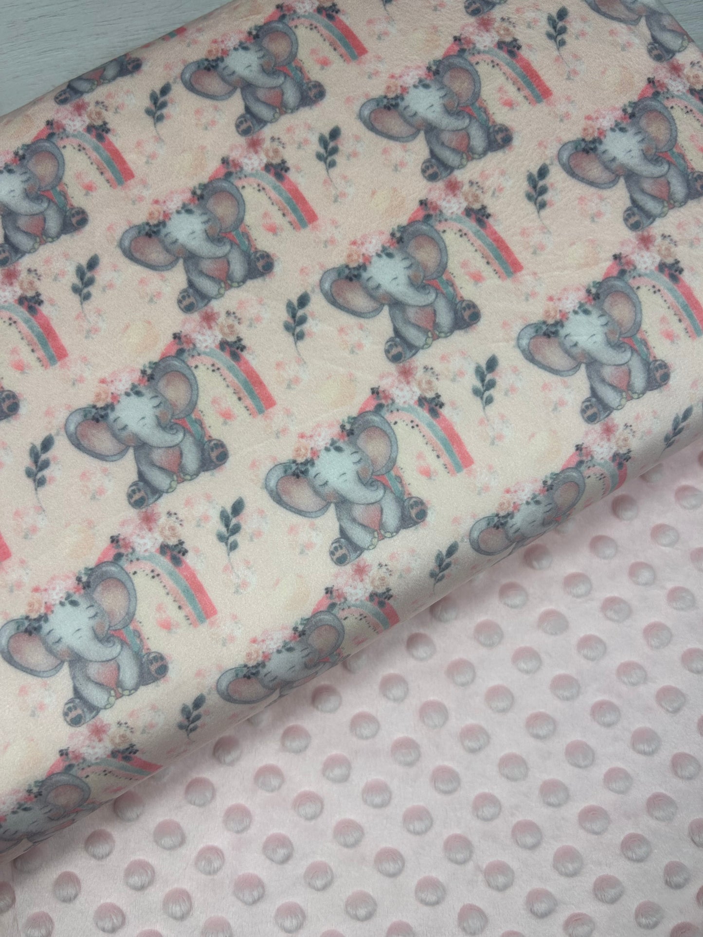 Eliza Elephant - Pinky Cream - Minky Fabric