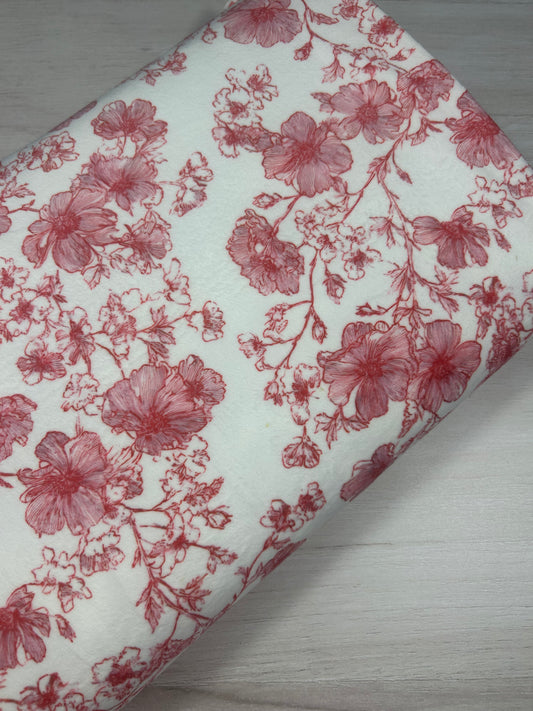 Cherry Blossom Sketch - Minky Fabric
