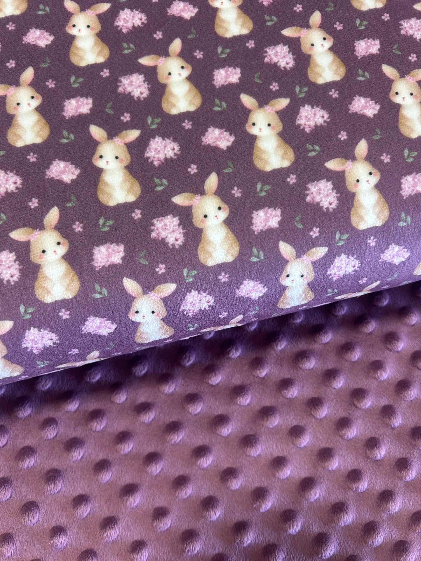 Dusky Lilac Bunnies - Minky Fabric
