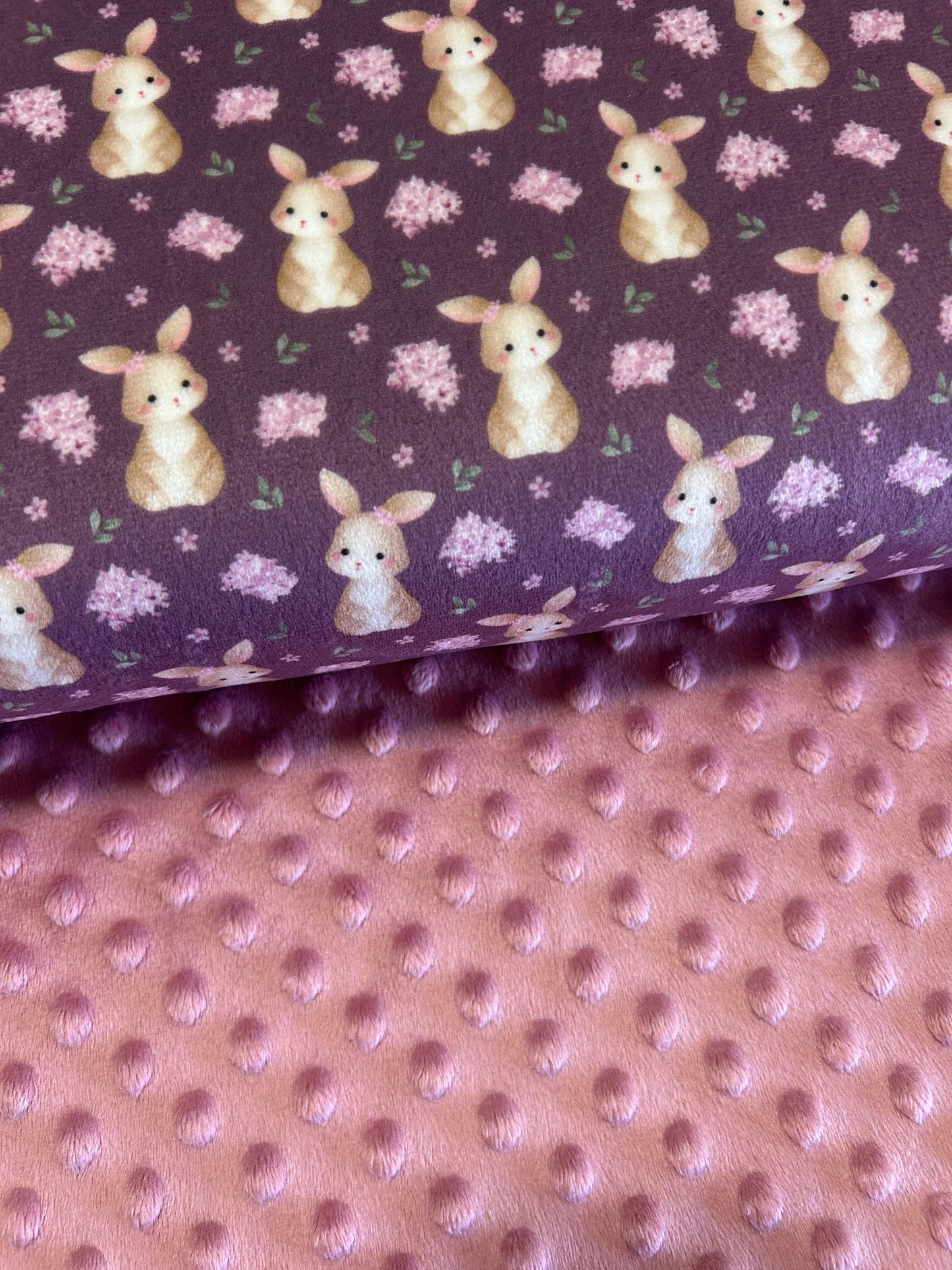 Dusky Lilac Bunnies - Minky Fabric