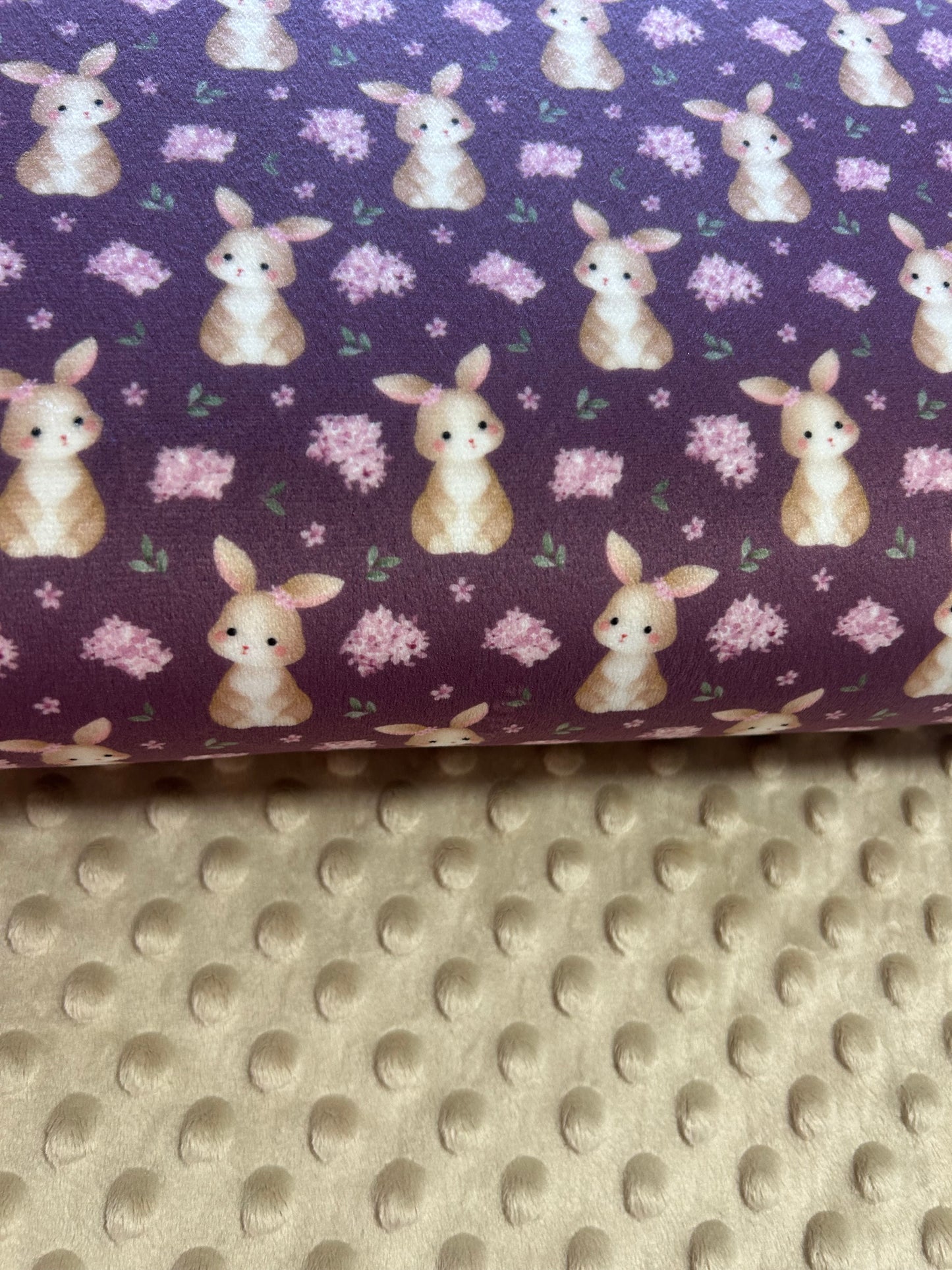 Dusky Lilac Bunnies - Minky Fabric