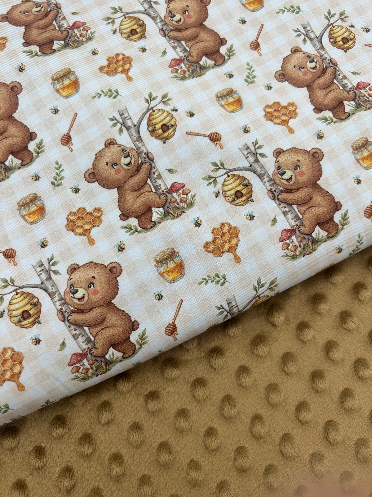 Premium Minky Dot Fabric - Champagne Beige
