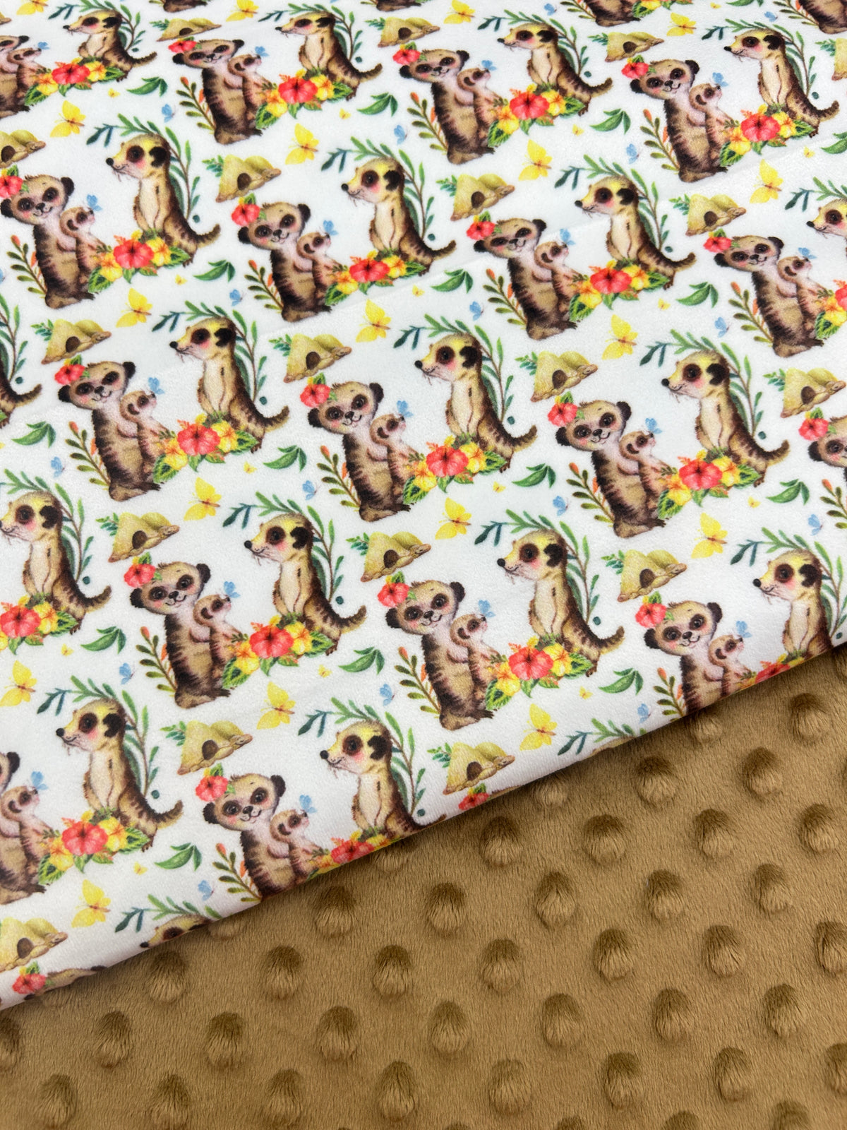 Premium Minky Dot Fabric - Champagne Beige