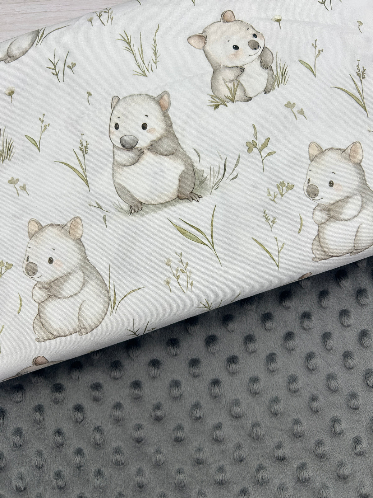 Premium Minky Dot Fabric - Charcoal Gray