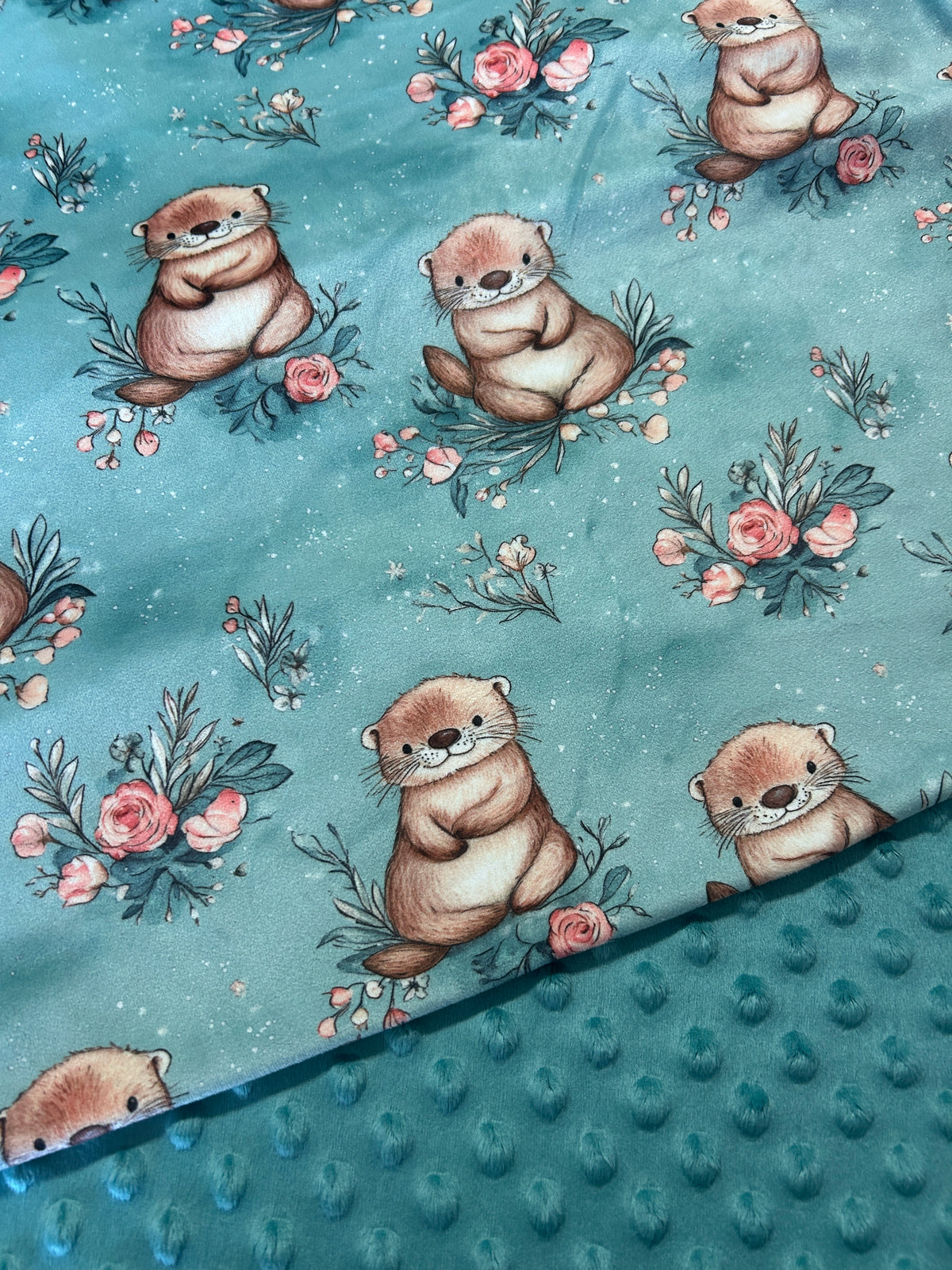 Premium Minky Dot Fabric - Dusty Turquoise