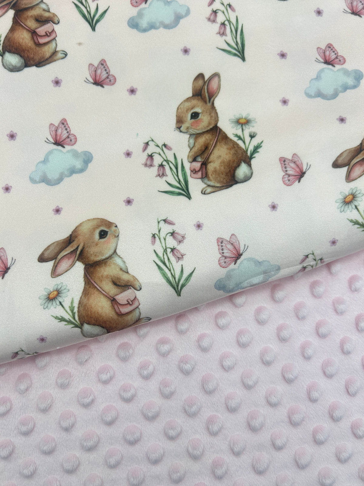 Premium Minky Dot Fabric - Baby Pink